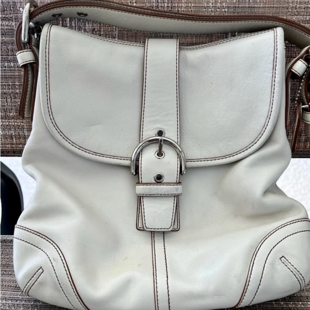 White leather Coach Purse